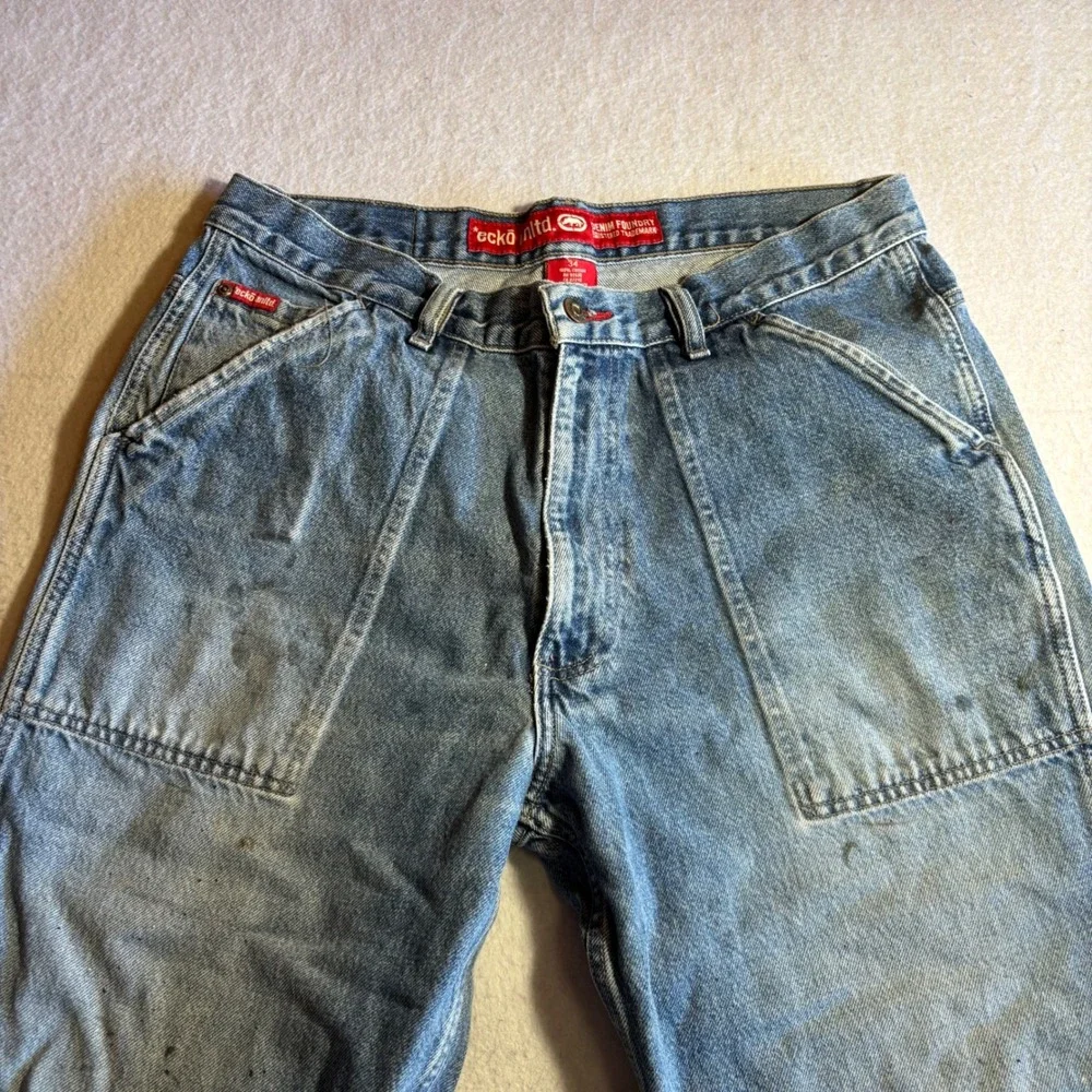 Vintage‎ Y2K Ecko Unltd Mens Denim Jeans 34x32 Loose Fit Carpenter Style Light